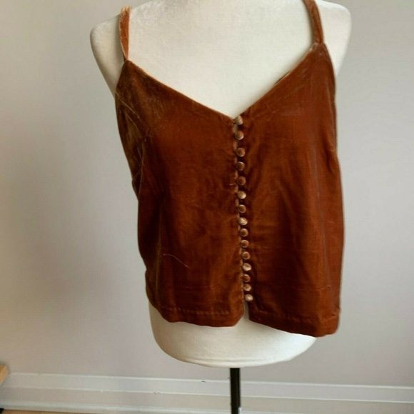 Madewell tank top brown velvet button down cami - Picture 3 of 8